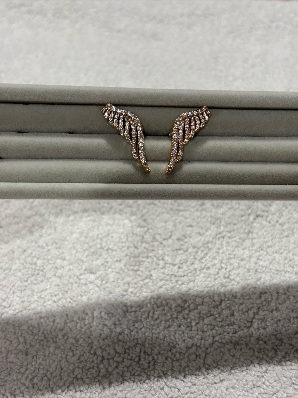 Gold plated Crystal Wing Stud Earrings -